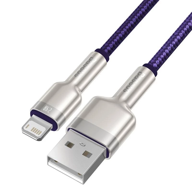 USB-A į Lightning laidas Baseus 1 m — USB duomenų laidas, violetinis