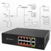 Tinklo komutatorius QOLTEC FAST Ethernet PoE 8xRJ45 su 2xRJ45 aukštyninio ryšio prievadais (modelis 52290)