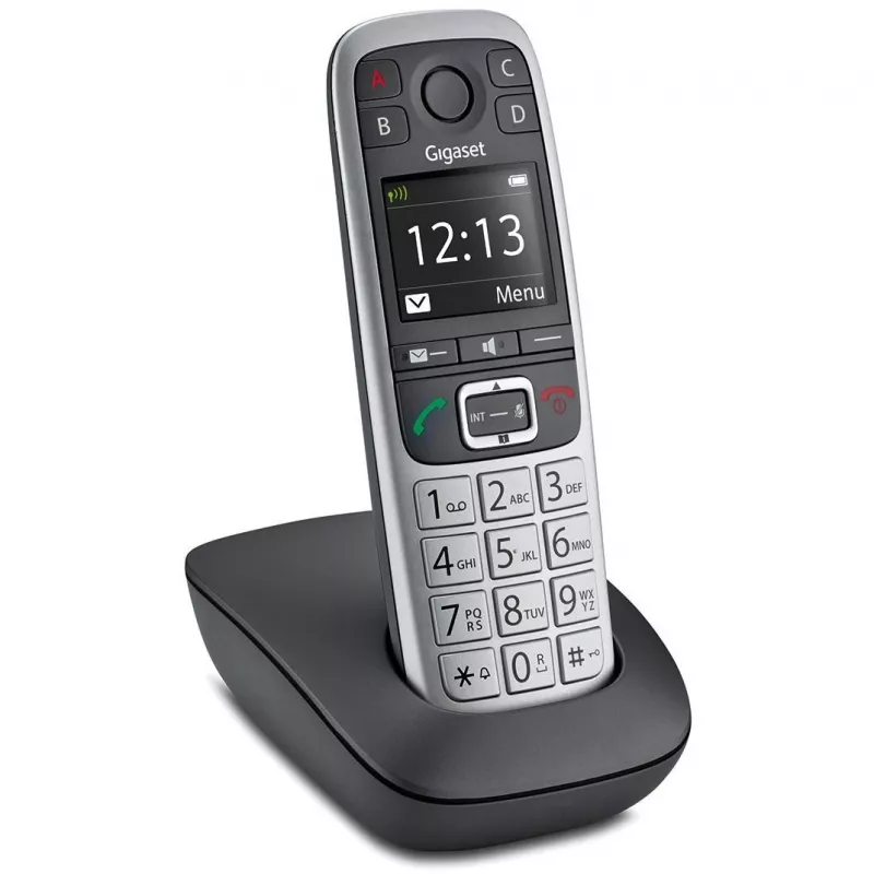 Gigaset E560 telefono DECT belaidis telefonas su skambučio numerio atpažinimu, juodas, sidabrinis