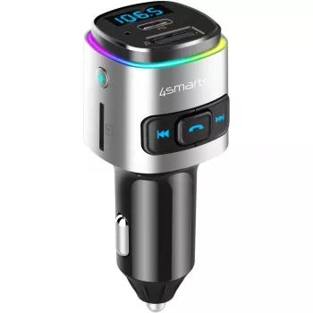 FM siųstuvas 4smarts 456201 Cigar lighter Juoda Sidabrinė AM FM Bluetooth