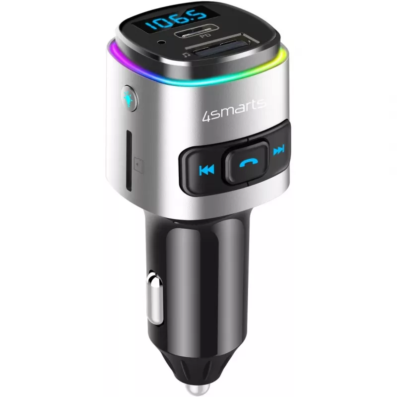 FM siųstuvas 4smarts 456201 Cigar lighter Juoda Sidabrinė AM FM Bluetooth