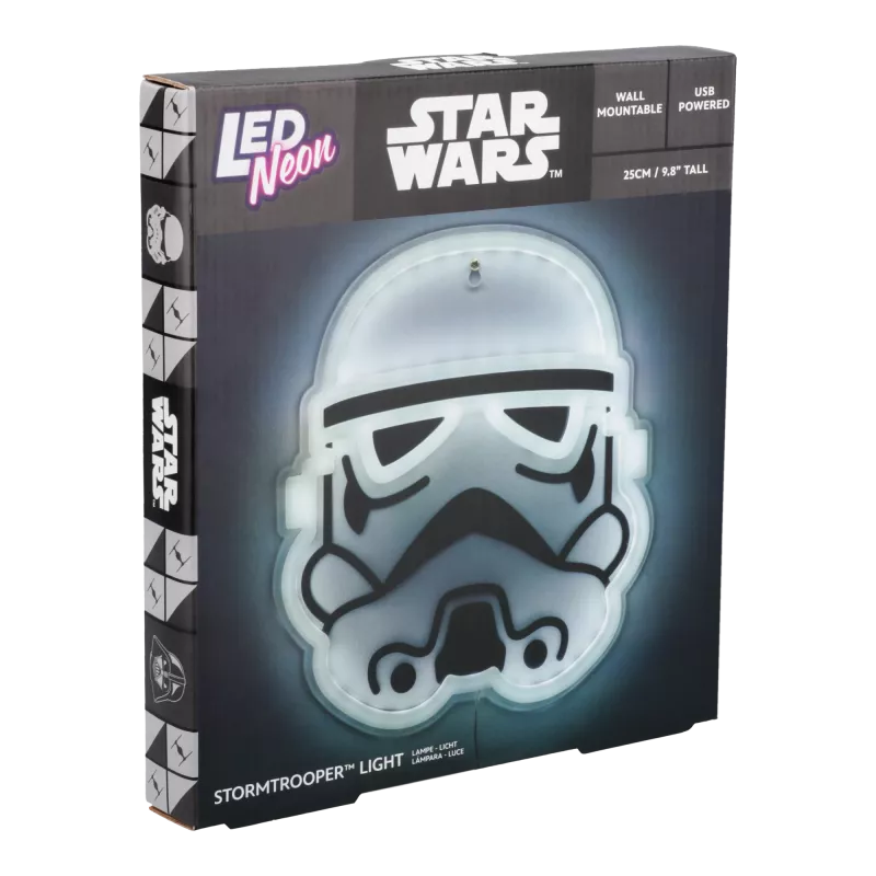 Prie sienos montuojamas LED neoninis šviestuvas Paladone Stormtrooper modelis PP14595SWVN, dekoratyvinis „Žvaigždžių karų“ apšvietimas
