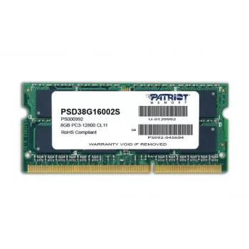 Nešiojamojo kompiuterio atminties modulis PATRIOT 8 GB DDR3 1600 MHz 204 kontaktų SO-DIMM 1,5 V