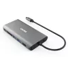 UNITEK uHUB O8+ laidinis USB 3.2 Gen 1 Type-C pilkas 100W Power Delivery