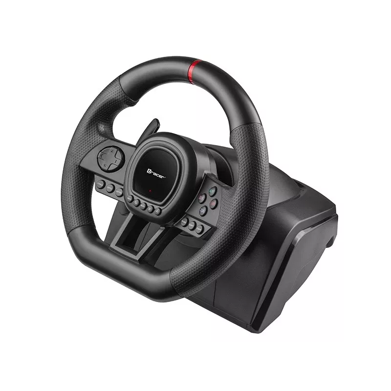 Mechaninė pavarų perjungimo svirtis TRACER TRAJOY47345 — laidinis „6-in-1“ simuliatorių lenktynininko valdiklis, 1,8 m laidas, juoda, ergonomiška neslystanti rankena, 270° pasukimas