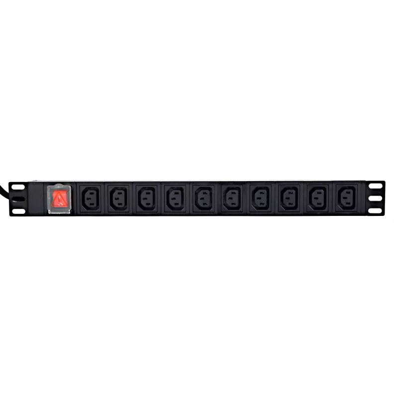 Maitinimo skirstytuvas GEMBIRD EG-PDU-10C132C19 — 10× C13 lizdų, 1U stovo, 16 A C19 įvestis, 2 m laidas, 3500 W