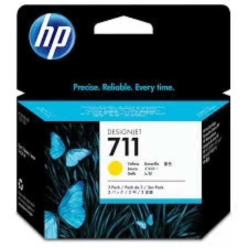 HP 711 3 vnt. pakuotė (CZ136A) rašalo kasetė, geltona (SPEC)