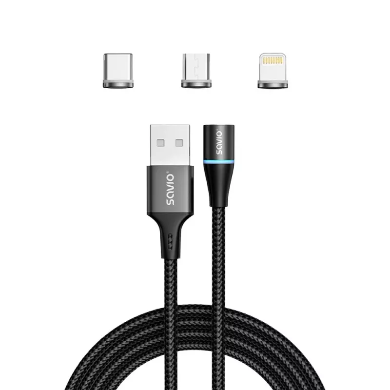 Savio CL-152 USB laidas 1 m USB 2.0 USB C Mikro USB A/Lightning Juoda