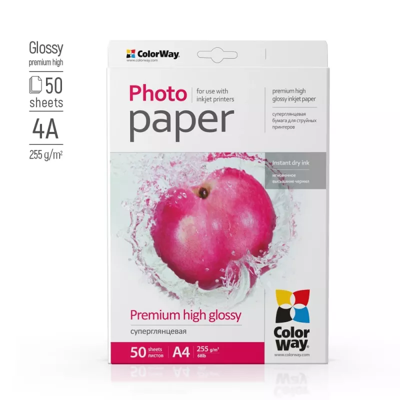 ColorWay fotopopierius, 50 lapų | 255 g/m² | A4 | Aukštos kokybės blizgus