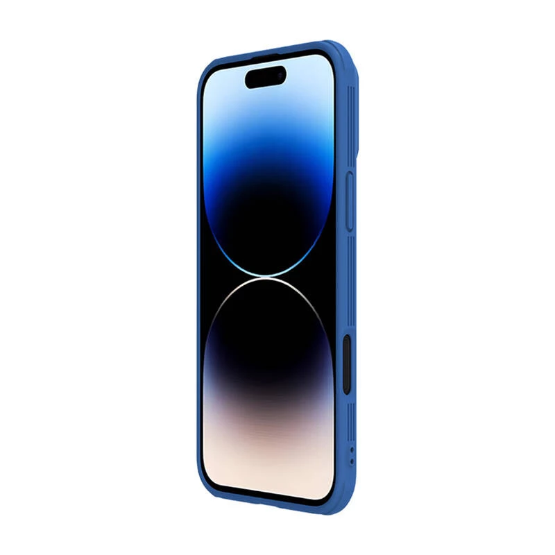 Apsauginis telefono dėklas Nillkin CamShield Pro, skirtas iPhone 16 Pro Max, mėlynas, slankiojanti kameros danga