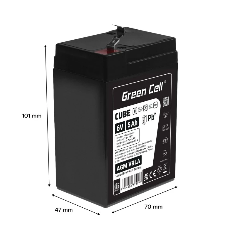 UPS baterija Sandari švino rūgštinė Green Cell AGM6V5AH-J 6 V 5 Ah