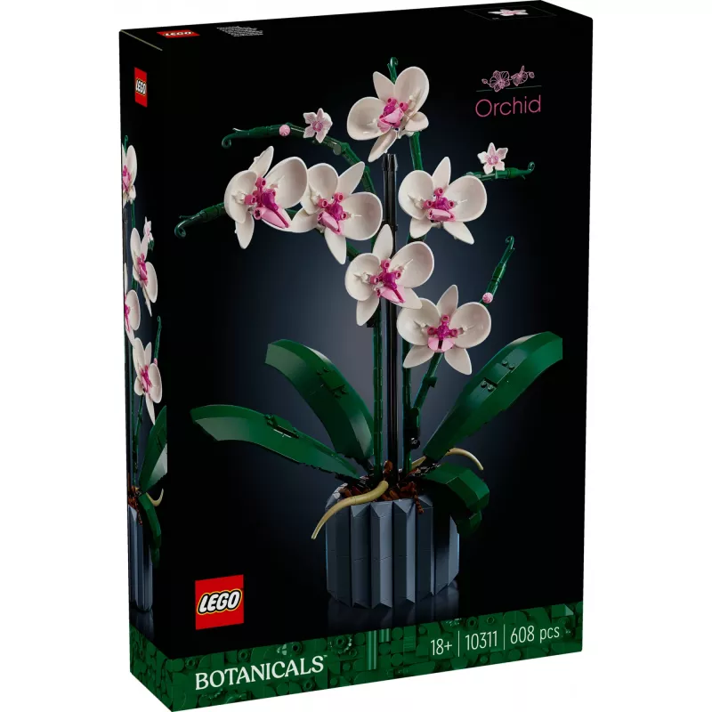 LEGO 10311 Icons Orchid dirbtinio augalo konstravimo rinkinys su gėlėmis, namų dekoro aksesuaras suaugusiems, botanikos kolekcija, dovana žmonai ar vyrui