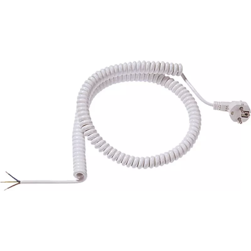 Bachmann spiralinis laidas H05VV-F 3G1,5mm², ilgis 1,0m, baltas, AEH/CEE7/7 – maitinimo priedas