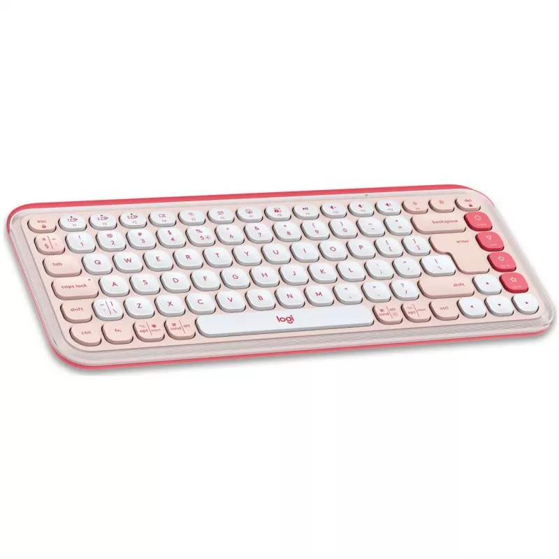 Logitech POP Icon Combo - Klaviatūros ir pelės rinkinys - Belaidis - Bluetooth LE - QWERTY - US International - rožinė, baltos spalvos (920-013142)