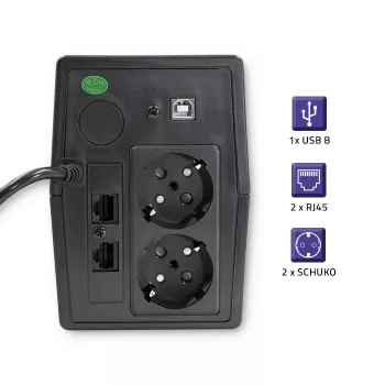 Qoltec Monolith UPS Double-conversion Online 0,65 kVA 360 W 2 AC lizdai