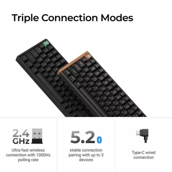 Mechaninė klaviatūra Keychron K4 HE su Gateron Double‑Rail Magnetic Nebula jungikliais, belaidė, juoda, US išdėstymas