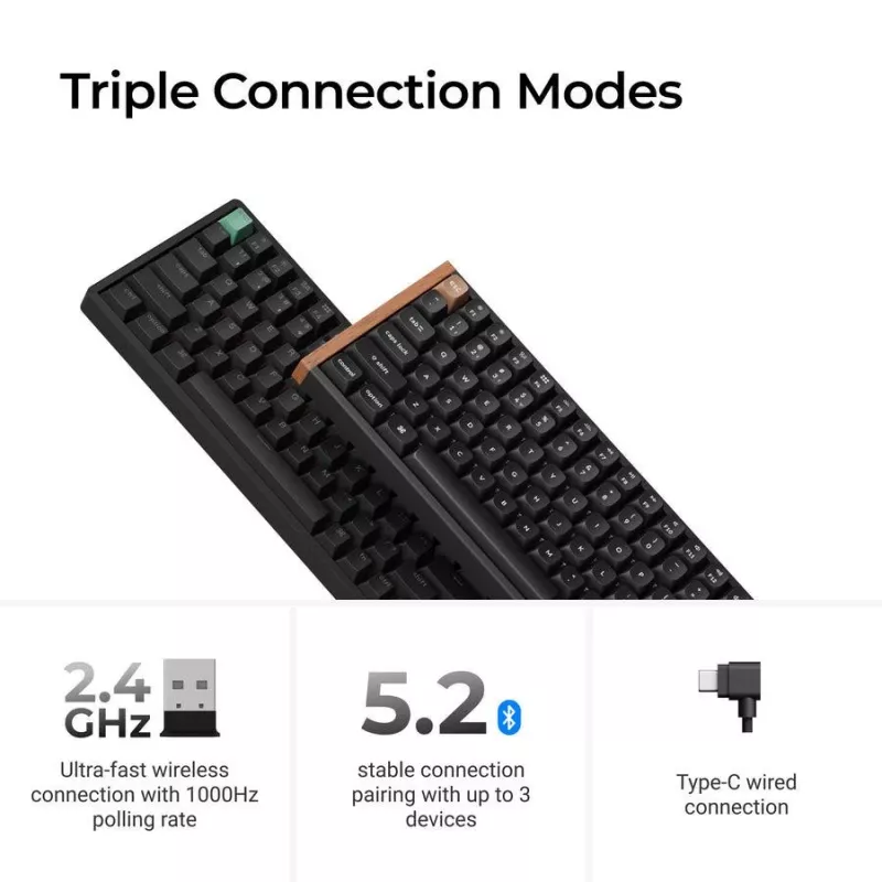 Mechaninė klaviatūra Keychron K4 HE su Gateron Double‑Rail Magnetic Nebula jungikliais, belaidė, juoda, US išdėstymas