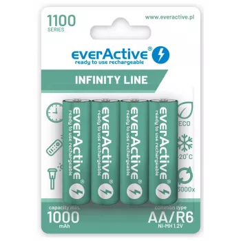 Įkraunamos NiMH baterijos everActive EVHRL6-1100 1,2 V 1100 mAh — 4 vnt., cilindrinės