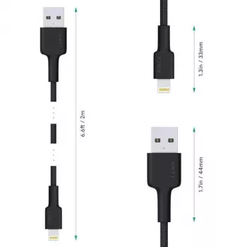 „Lightning“ laidas AUKEY CB-AL05 1 m, juodas