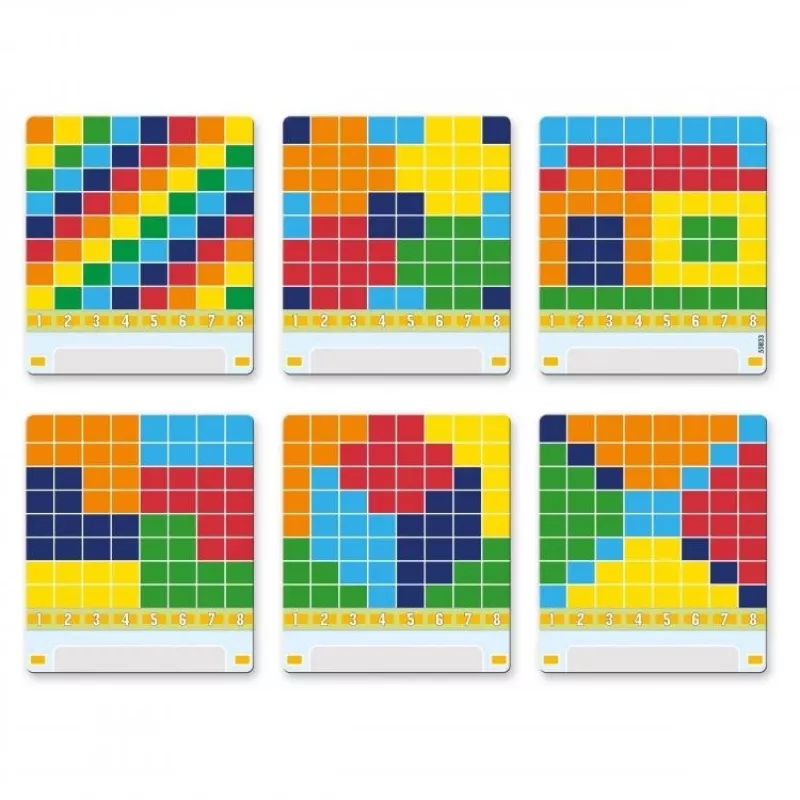 Edukacinis mozaikos žaislas QUERCETTI Mosaici Pallino Coding Travel Version 1006 — nešiojamas kaištelių programavimo rinkinys