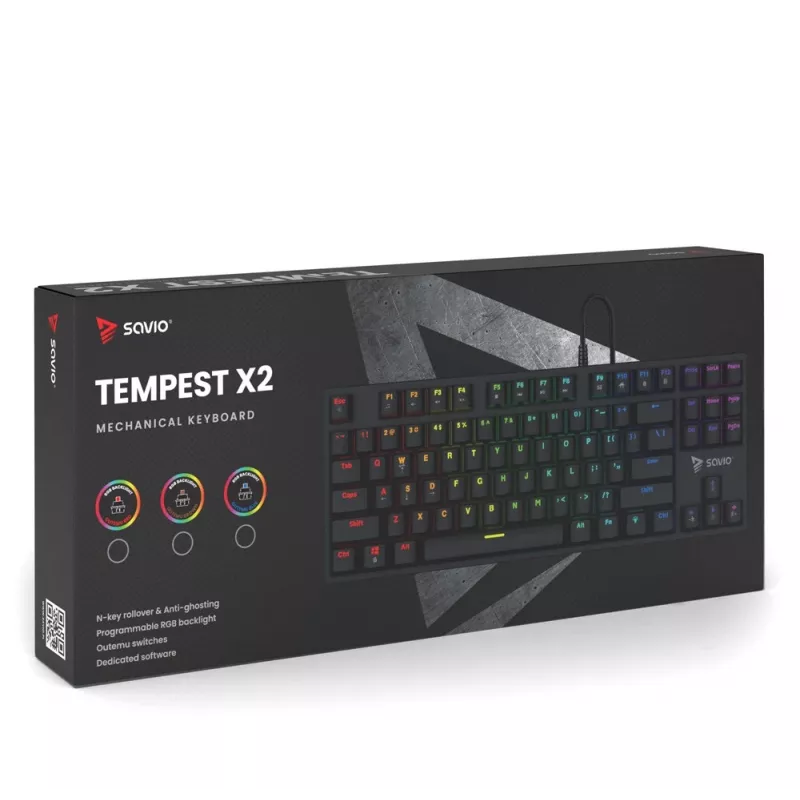 Savio Mechanical klaviatūra RGB Tempest X2 Outemu Brown