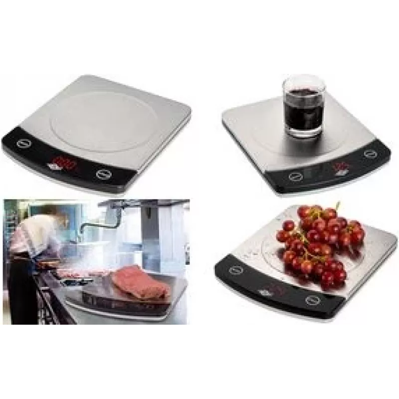 Virtuvinės svarstyklės WEDO PROFI-STEEL 10,0 kg sidabrinės