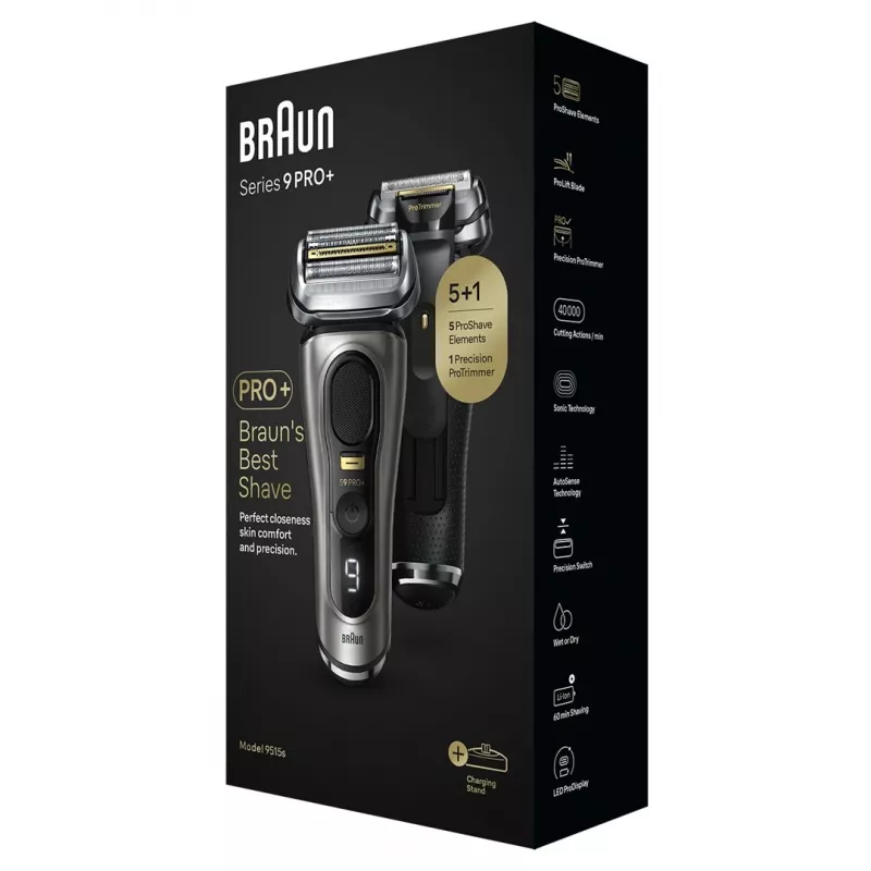 Braun Series 9 Pro+ 9515s elektrinė barzdaskutė – šlapiai ir sausai, metalinė