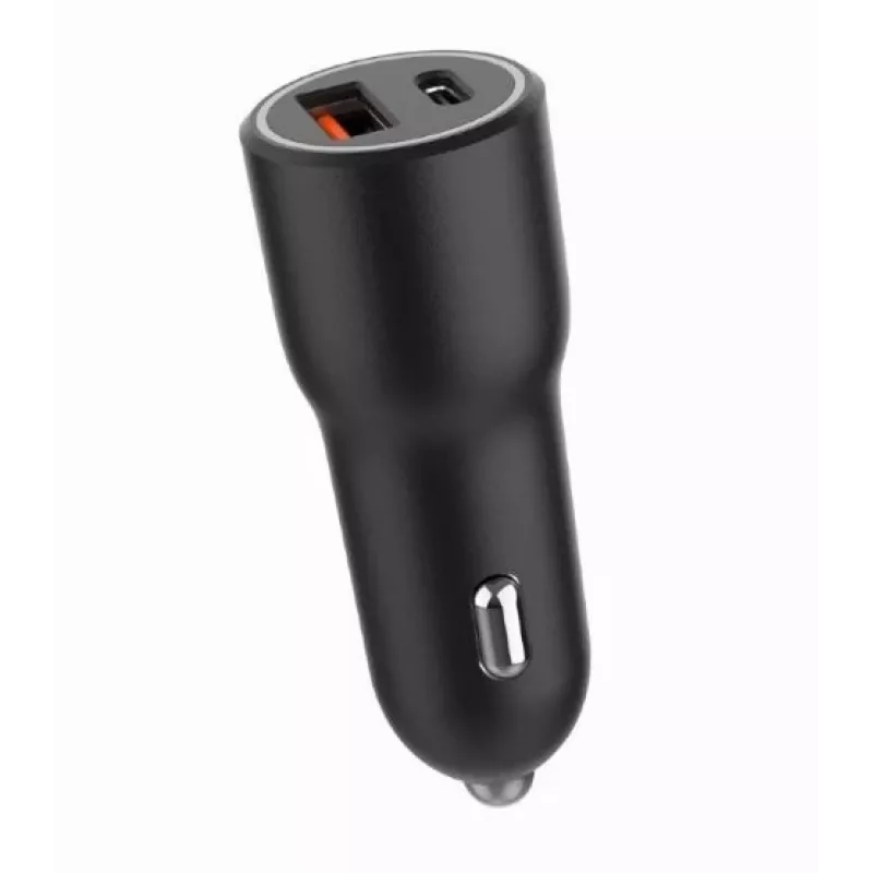 Automobilinis mobiliųjų įrenginių įkroviklis Gembird TA-UC-AC2PDQC38-CAR-01, USB-C, 38W, 12–24V, juodas