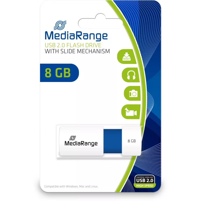 USB atmintinė MediaRange 8 GB USB Type-A 2.0 MR971