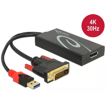 Kabelis DVI 24+1 + USB-A/DisplayPort 20 kontaktų DeLOCK 62596