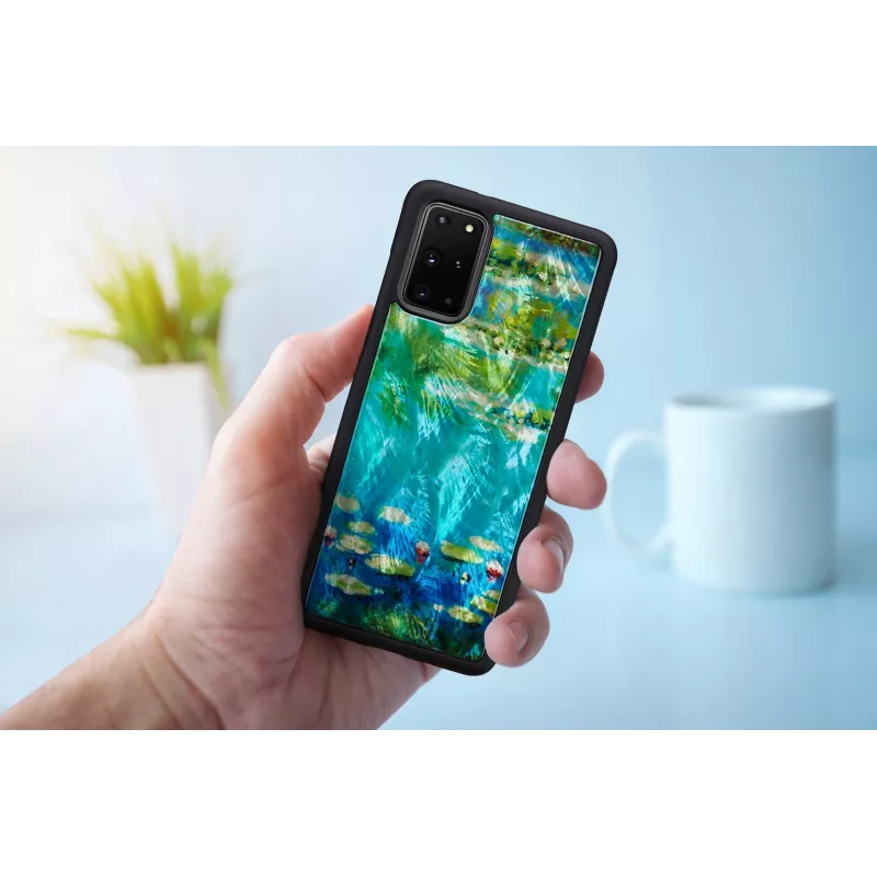 Telefono dėklas iKins, skirtas Samsung Galaxy S20+ — juodas vandens lelijų dizainas