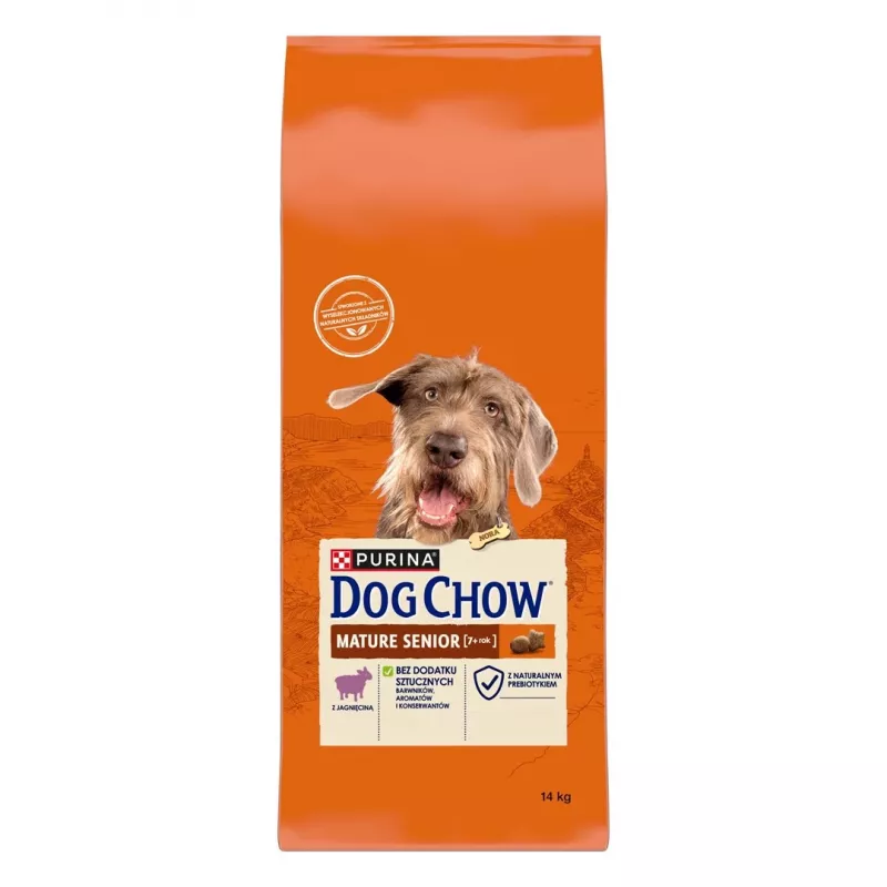 Sausas šunų maistas Purina Nestlé Dog Chow Mature Senior su ėriena 14 kg, 24% baltymų, 10% riebalų