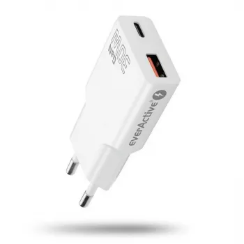 Universalus USB sieninis įkroviklis everActive SC-380Q Super plonas QC 3.0 — greitasis įkrovimas Quick Charge 3.0, kompaktiška konstrukcija