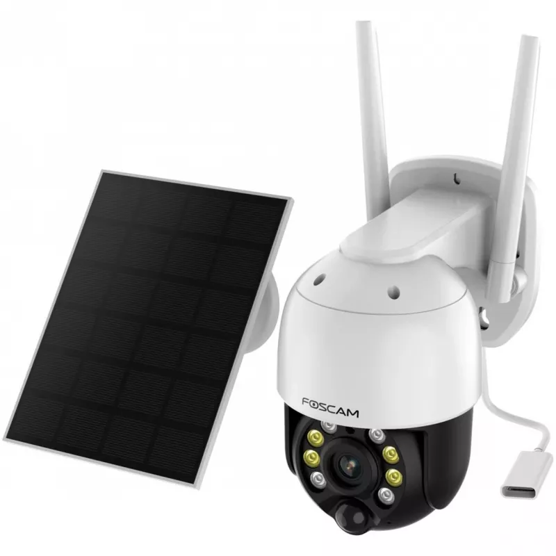 IP stebėjimo kamera Foscam B4 Dome 4 MP (2560×1440), Wi‑Fi 2,4 GHz, IP65, Saulės + baterija 5000 mAh, 355° pasukimas, 90° pakreipimas