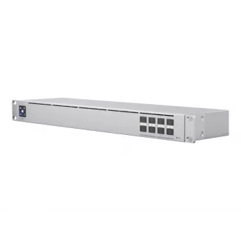 Valdomas L2 tinklo jungiklis UBIQUITI USW-Aggregation — 8 SFP+ lizdai, 10G palaikymas, be ventiliatoriaus, 1U stelažui, sidabrinis