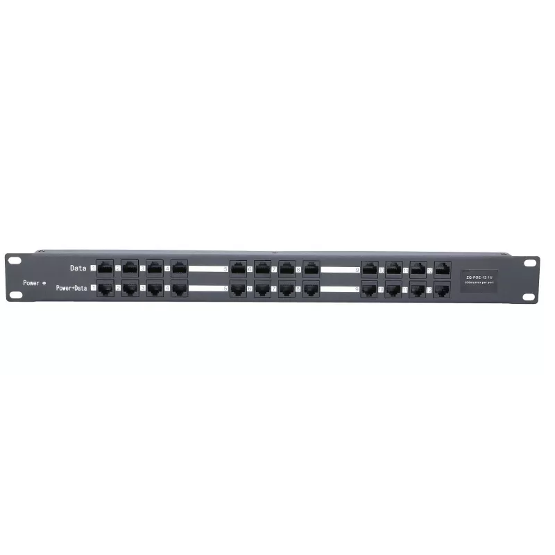 Extralink PoE injektorius 12 prievadų 12x 100Mb/s RJ45, montuojamas į stelažą