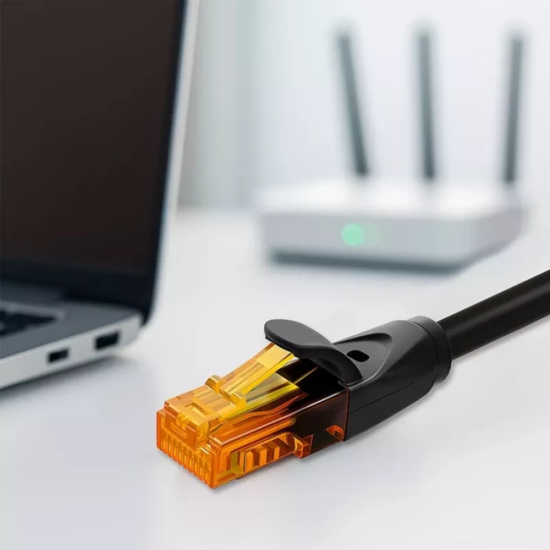 Ethernet komutacinis kabelis QOLTEC UTP Cat6 10 m, 2×RJ45, juodas