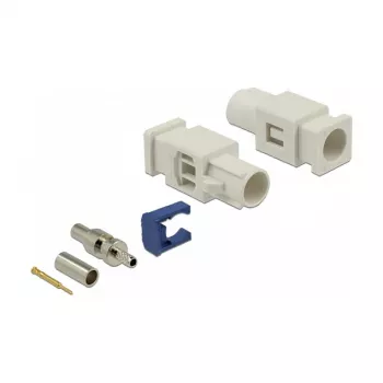 Koaksialinė jungtis DELOCK 89756 — FAKRA B kištukas, paauksuoti kontaktai, 9,4×25,6×7,4 mm