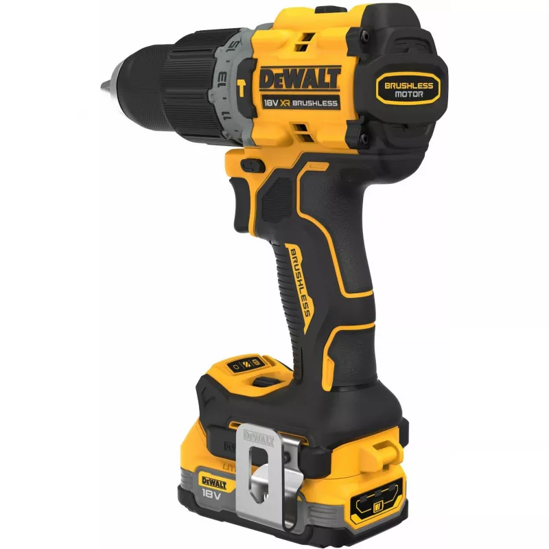 Pistol grip drill DeWALT DCD805E2T-QW, 18V Li-Ion 1.7Ah x2, brushless, 2000 RPM, 90 Nm, 13 mm chuck