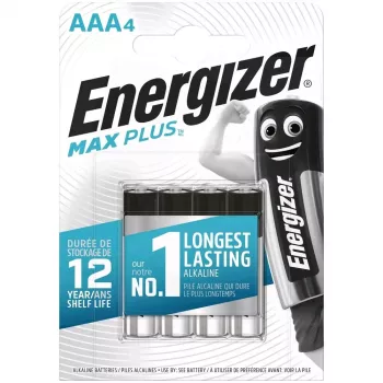 Vienkartinė baterija Energizer MAXPLUS AAA 4 vnt. pakuotė, šarminė, 1,5 V, darbinė temperatūra -18–55 °C