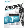 Vienkartinė baterija Energizer MAXPLUS AAA 4 vnt. pakuotė, šarminė, 1,5 V, darbinė temperatūra -18–55 °C