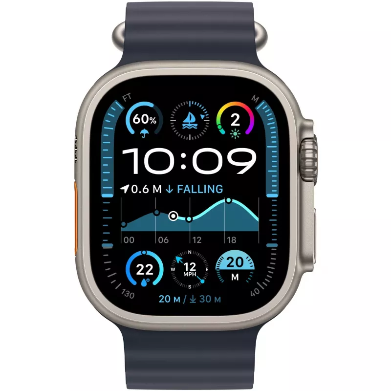 Navy Ocean Band 49 mm - Natural Titanium Finish