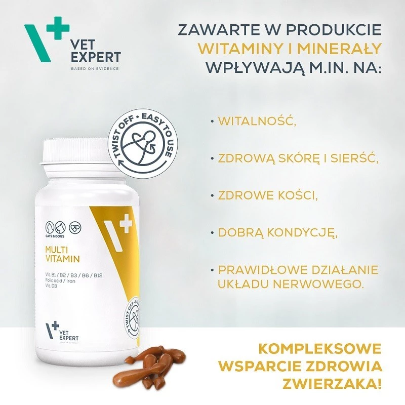 Multivitaminų kapsulės VETEXPERT 30 vnt. šunims ir katėms – gyvybingumas, sąnarių palaikymas, be konservantų ir glitimo