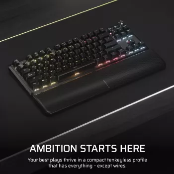 Corsair K70 CORE TKL klaviatūra Skirta žaidimams USB + radijo dažnio belaidė + „Bluetooth“ QWERTZ vokiečių k. juoda