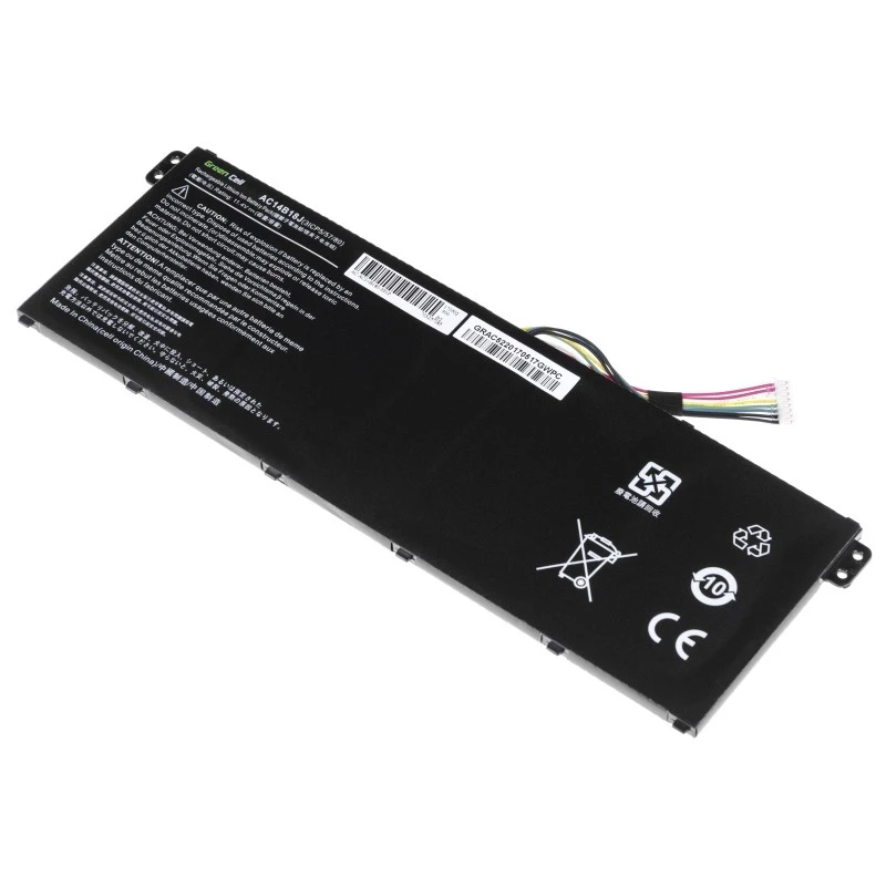 Baterija Green Cell AC52, skirta Acer Aspire E11 ES1-111M ES1-131 E15 ES1-512 Chromebook CB3-111 CB5-311, 11,4 V 2200 mAh ličio jonų, 3 elementai, juoda