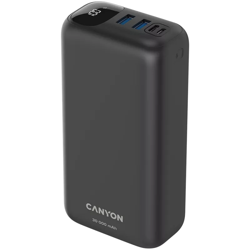 Canyon Powerbank PB-301 30000 mAh PD/QC/Display juoda mažmeninė