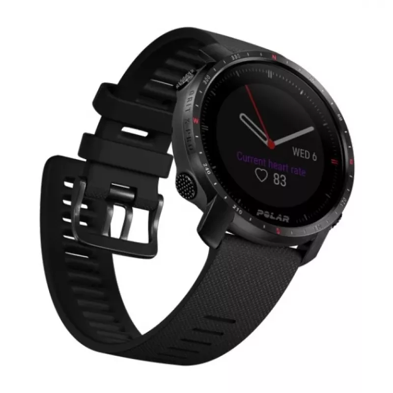Polar Grit X Pro - Titanium - Sportinis laikrodis su dirželiu - perforuota oda - pilka - Dirželio dydis: M/L - Ekranas 3 cm (1,2 colio) - Bluetooth - 41 g (90085777)