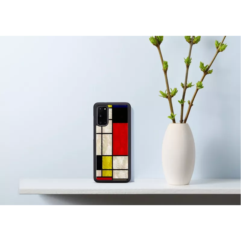 Apsauginis telefono dėklas iKins Samsung Galaxy S20, juodas Mondrian dizainas