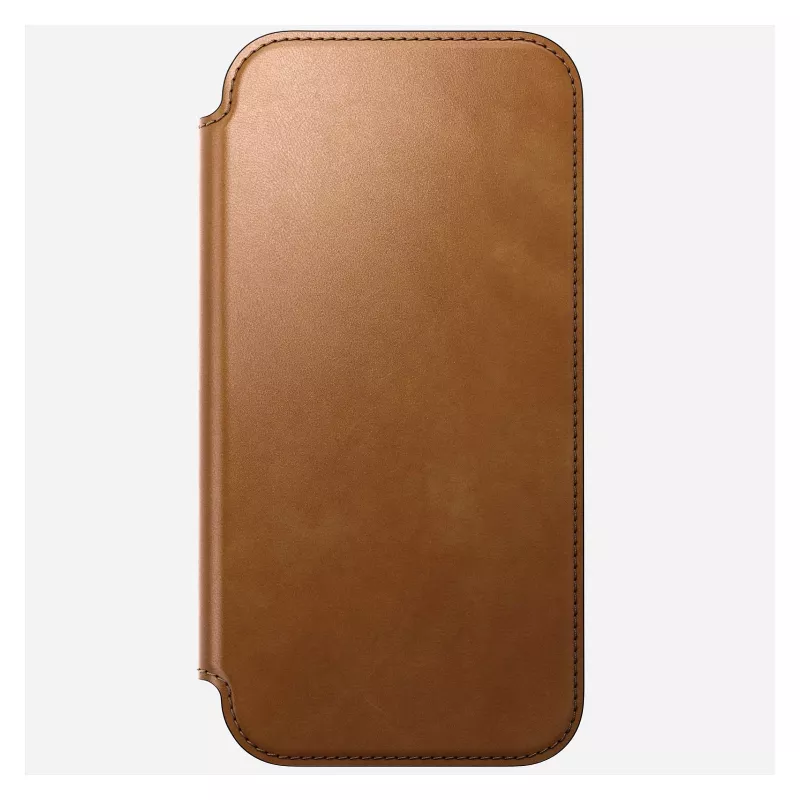 Mobiliojo telefono dėklas Nomad Modern Leather Folio, skirtas iPhone 17 Pro Max — ruda, tinka iki 17,5 cm (6,9 col.) ekranui, 4 kortelių kišenės