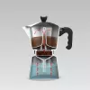 Moka kavinukas Maestro MR-1666-3-Juoda, rankinis 3 puodelių aliumininis kavos virimo aparatas, 150 ml, juodas